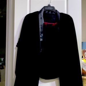 Velvet evening wrap, black satin lining